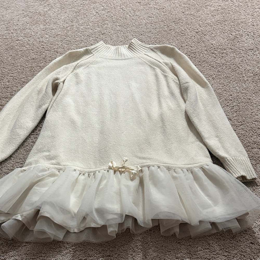 Anthropologie Cream Knit Sweater Dress